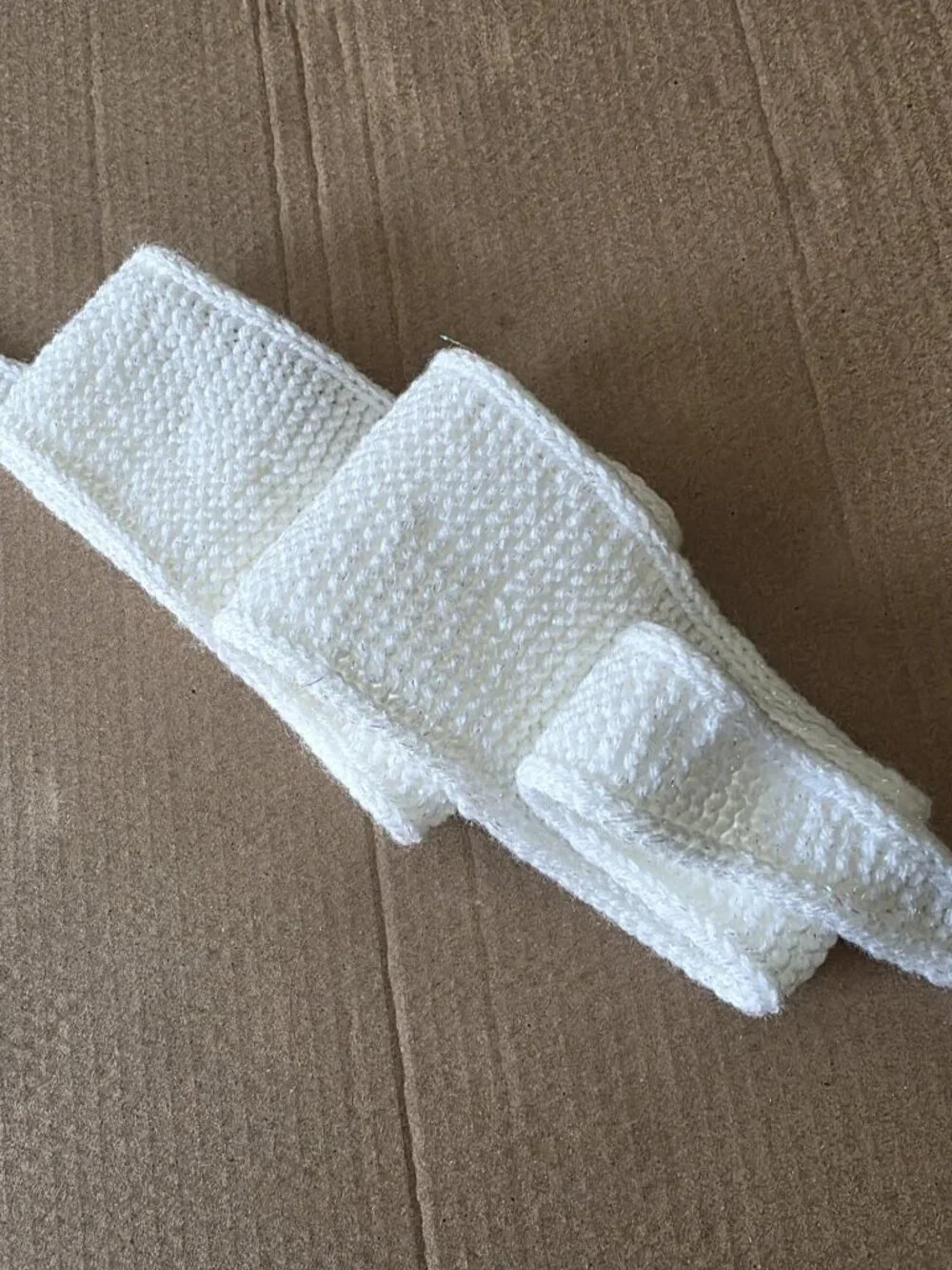 Sophie Scarf Classic Design Small Double Wrap Handmade Knitted Acrylic White
